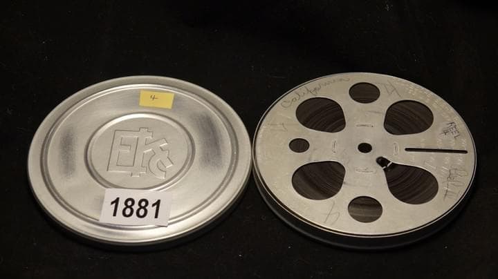 1930s teardrop style 8mm film reel, 5 inch size.