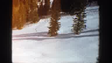 ASPEN COLORADO-1961: Skiers Descending a Snowy Slope in Vintage 8mm Film