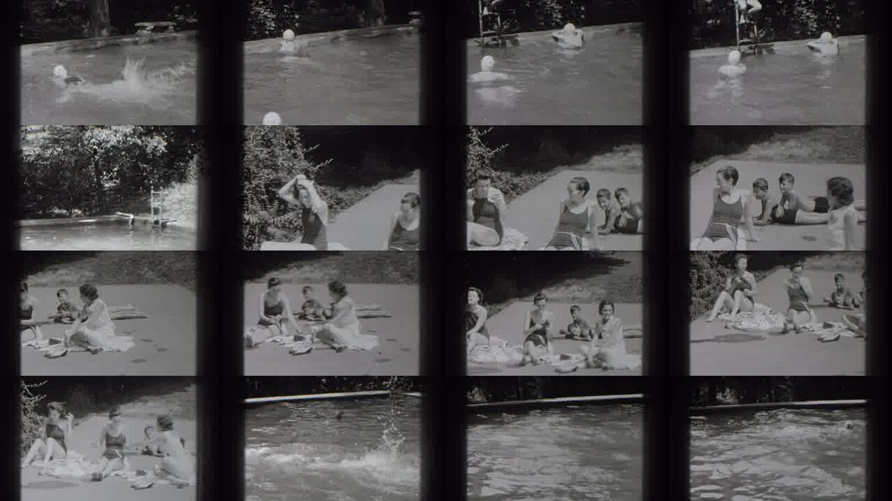 1937 Southhampton New York archival home movie collage showing representative scenes from this vintage stock footage collection