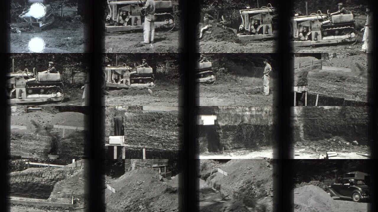1938 Cumberland Maryland archival home movie collage showing representative scenes from this vintage stock footage collection