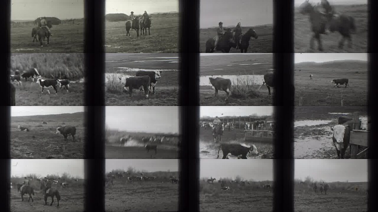 1939 Montana archival home movie collage showing representative scenes from this vintage stock footage collection