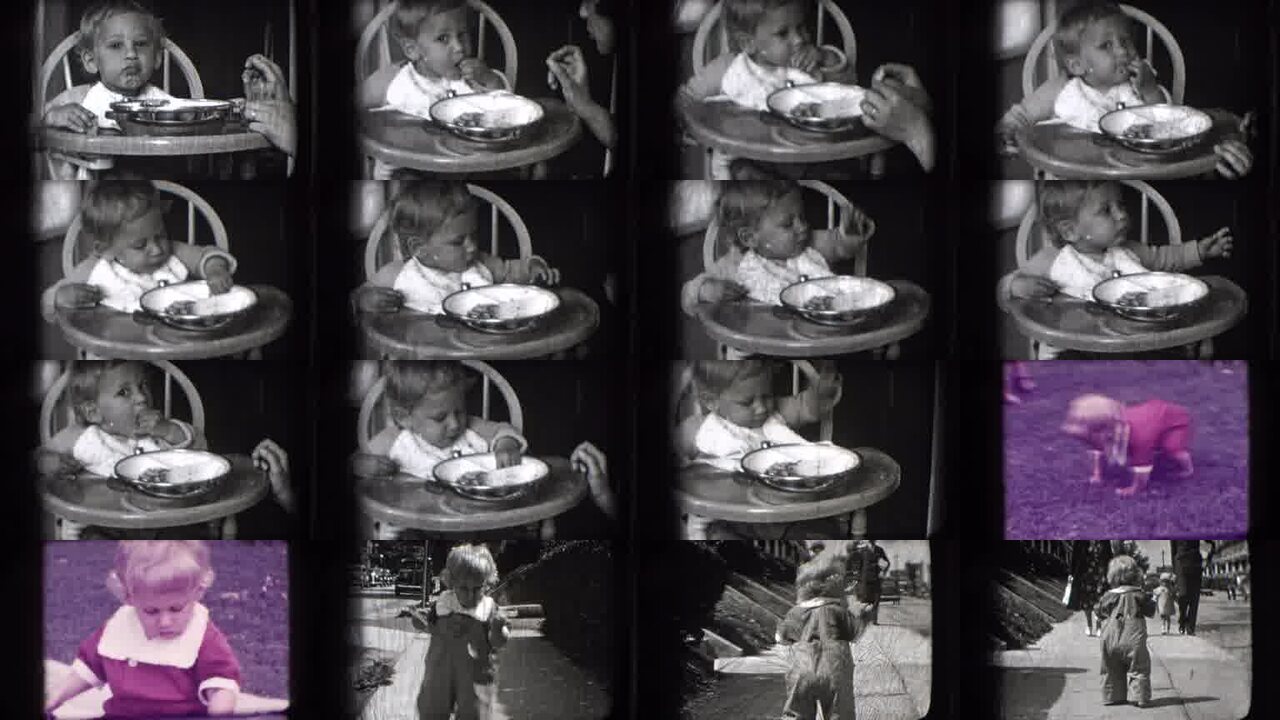 1942 New Hampshire archival home movie collage showing representative scenes from this vintage stock footage collection
