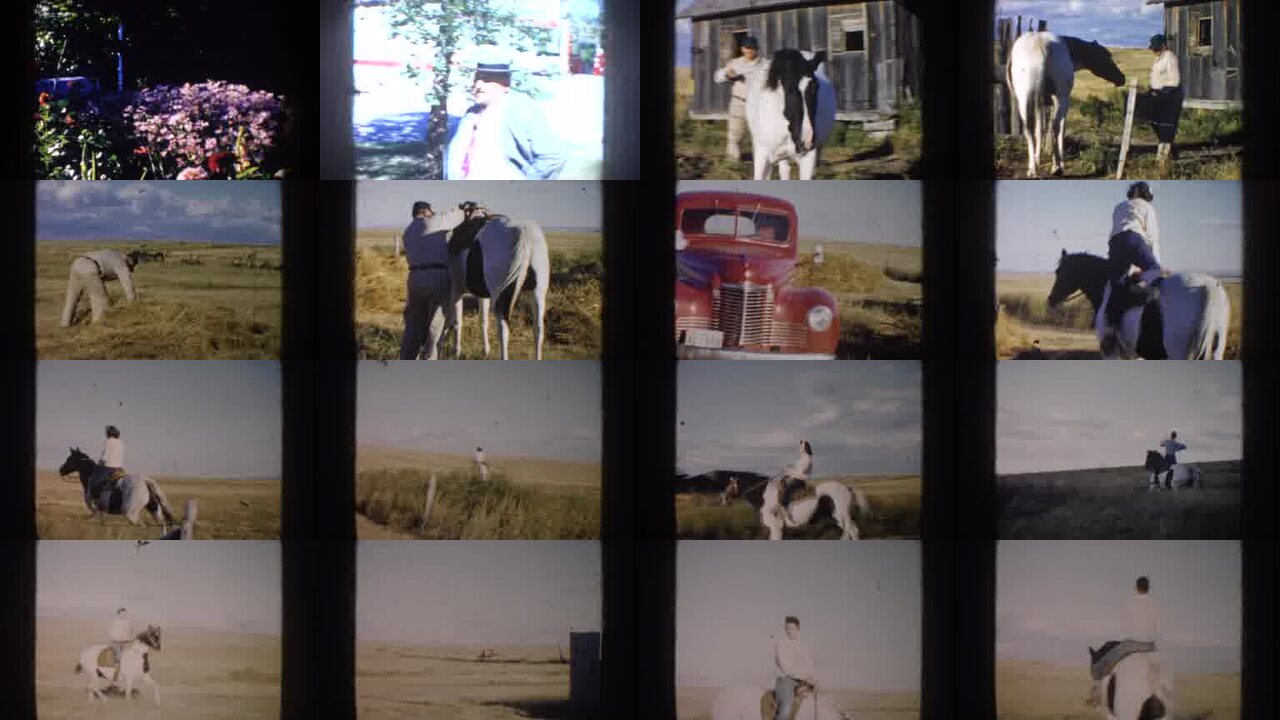 1953 South Dakota archival home movie collage showing representative scenes from this vintage stock footage collection