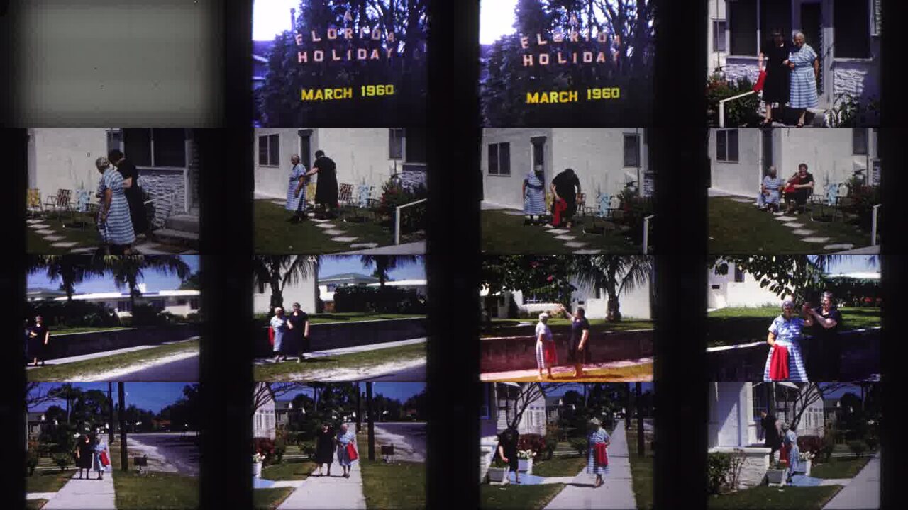 1960 Tampa Florida archival home movie collage showing representative scenes from this vintage stock footage collection