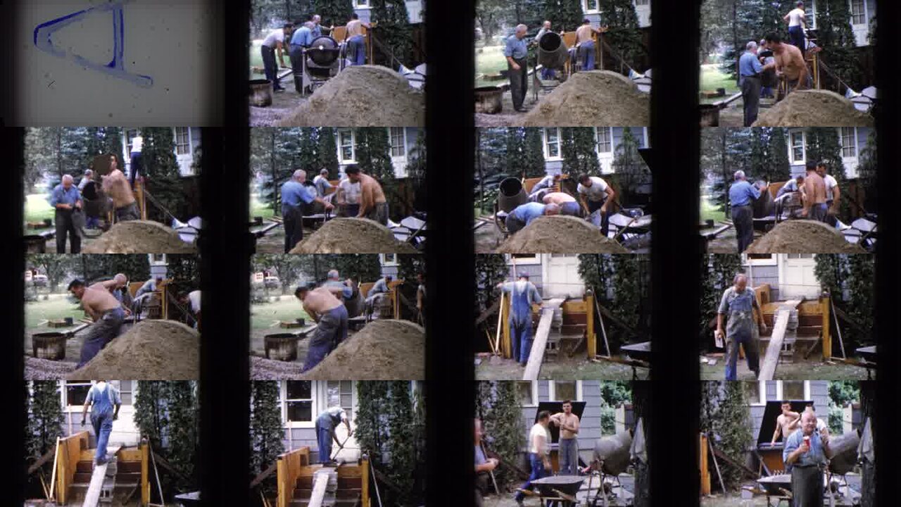 1960 Wauconda Illinois archival home movie collage showing representative scenes from this vintage stock footage collection