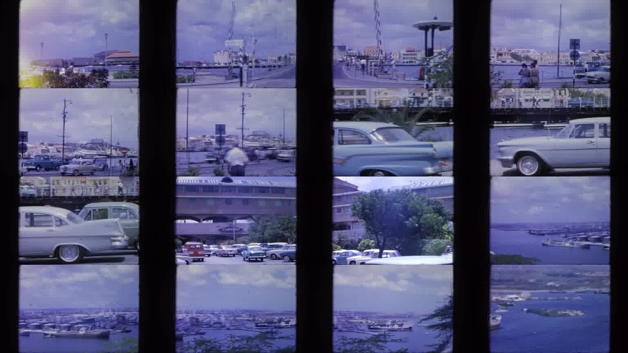 1964 Nassau archival home movie collage showing representative scenes from this vintage stock footage collection
