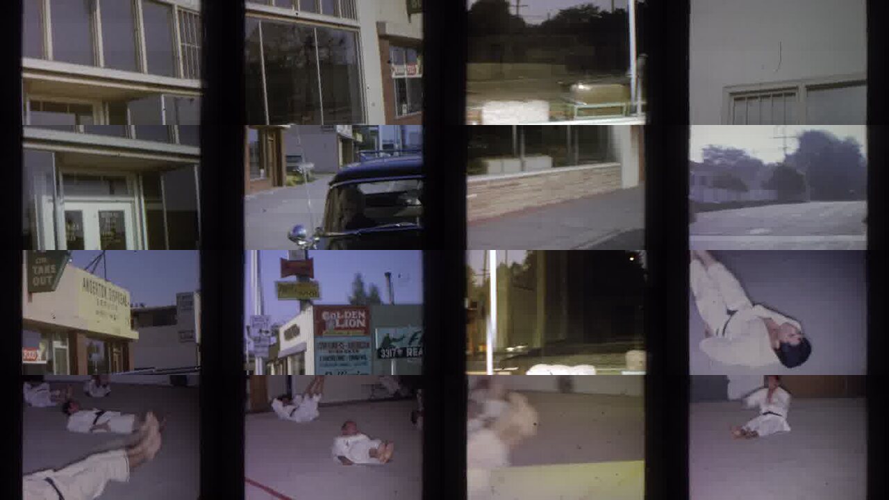 1966 San Gabriel California archival home movie collage showing representative scenes from this vintage stock footage collection