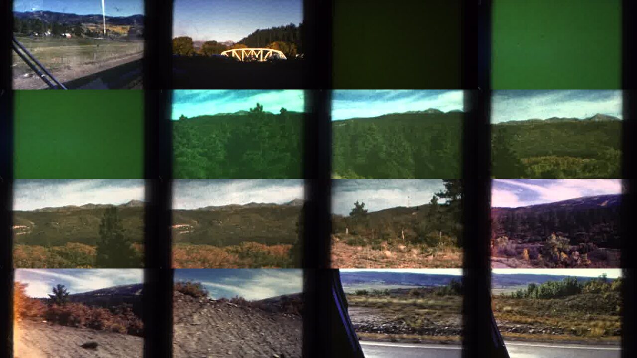 1967 Colorado archival home movie collage showing representative scenes from this vintage stock footage collection