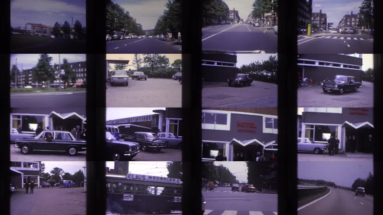 1967 Paris France archival home movie collage showing representative scenes from this vintage stock footage collection