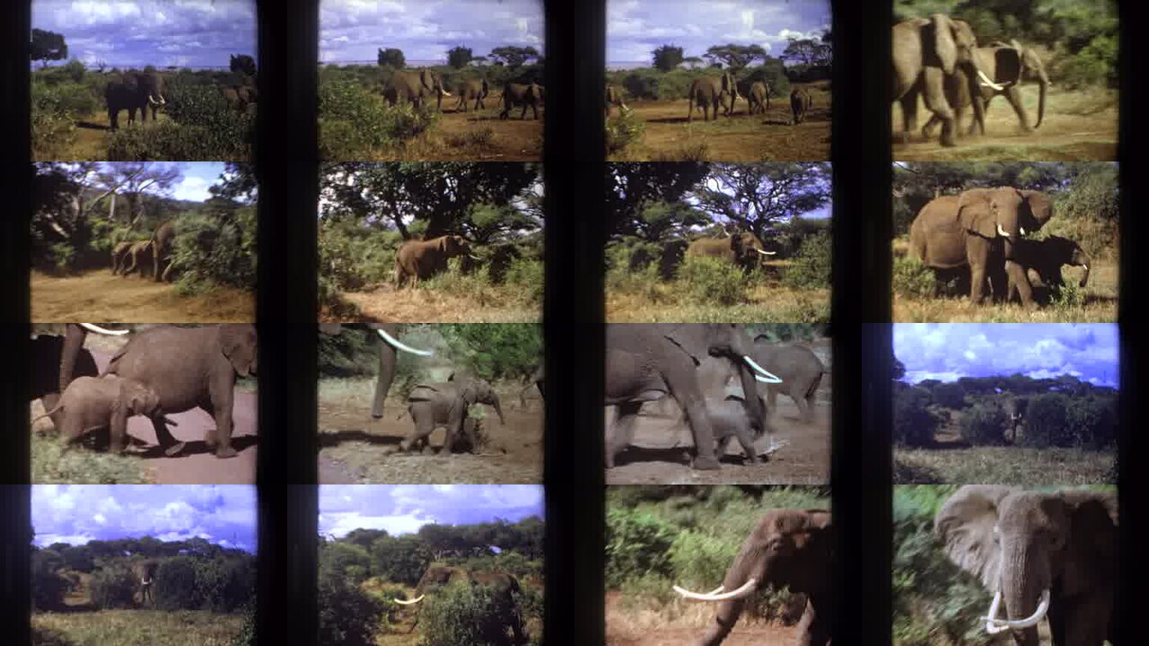 1969 Angola archival home movie collage showing representative scenes from this vintage stock footage collection