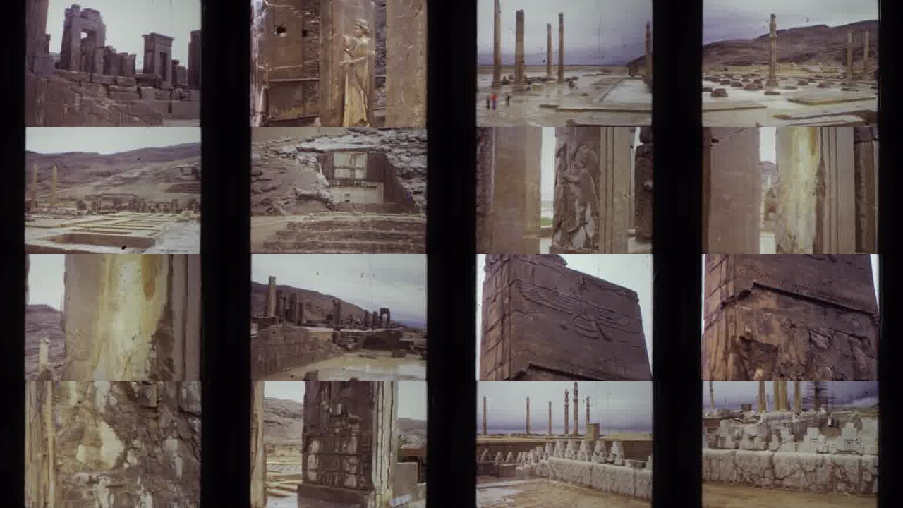 1972 Iran archival home movie collage showing representative scenes from this vintage stock footage collection