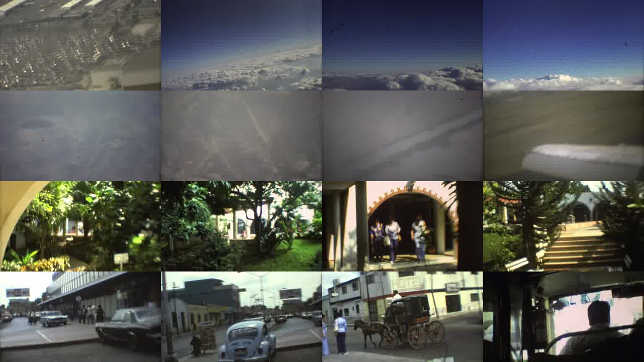 1973 Mexico City archival home movie collage showing representative scenes from this vintage stock footage collection
