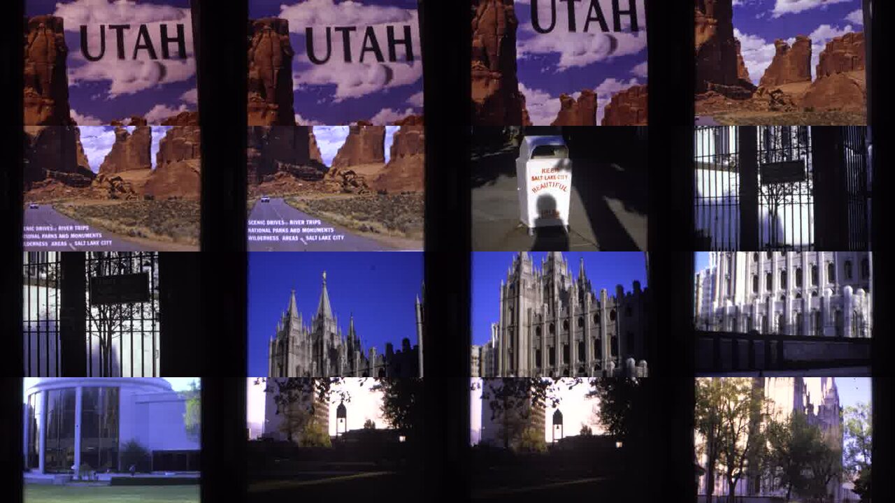 1973 Salt Lake City Utah archival home movie collage showing representative scenes from this vintage stock footage collection