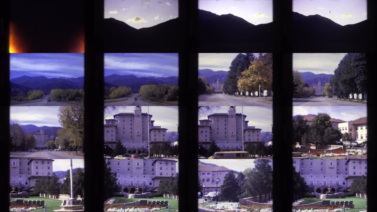 1974 Colorado Springs Colorado Broadmor archival home movie collage showing representative scenes from this vintage stock footage collection