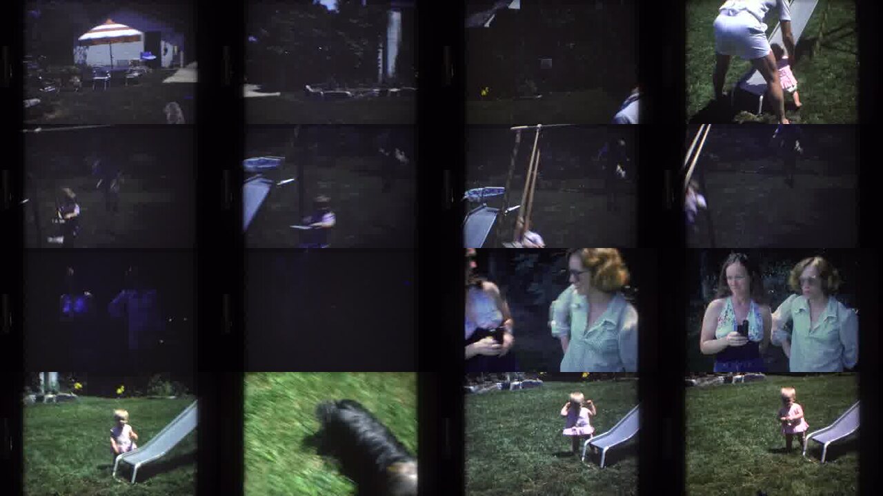 1976 Mt Bromley Vermont archival home movie collage showing representative scenes from this vintage stock footage collection