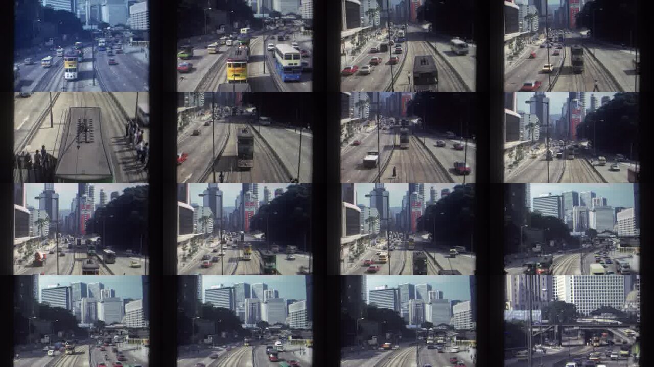 1982 Hong Kong archival home movie collage showing representative scenes from this vintage stock footage collection